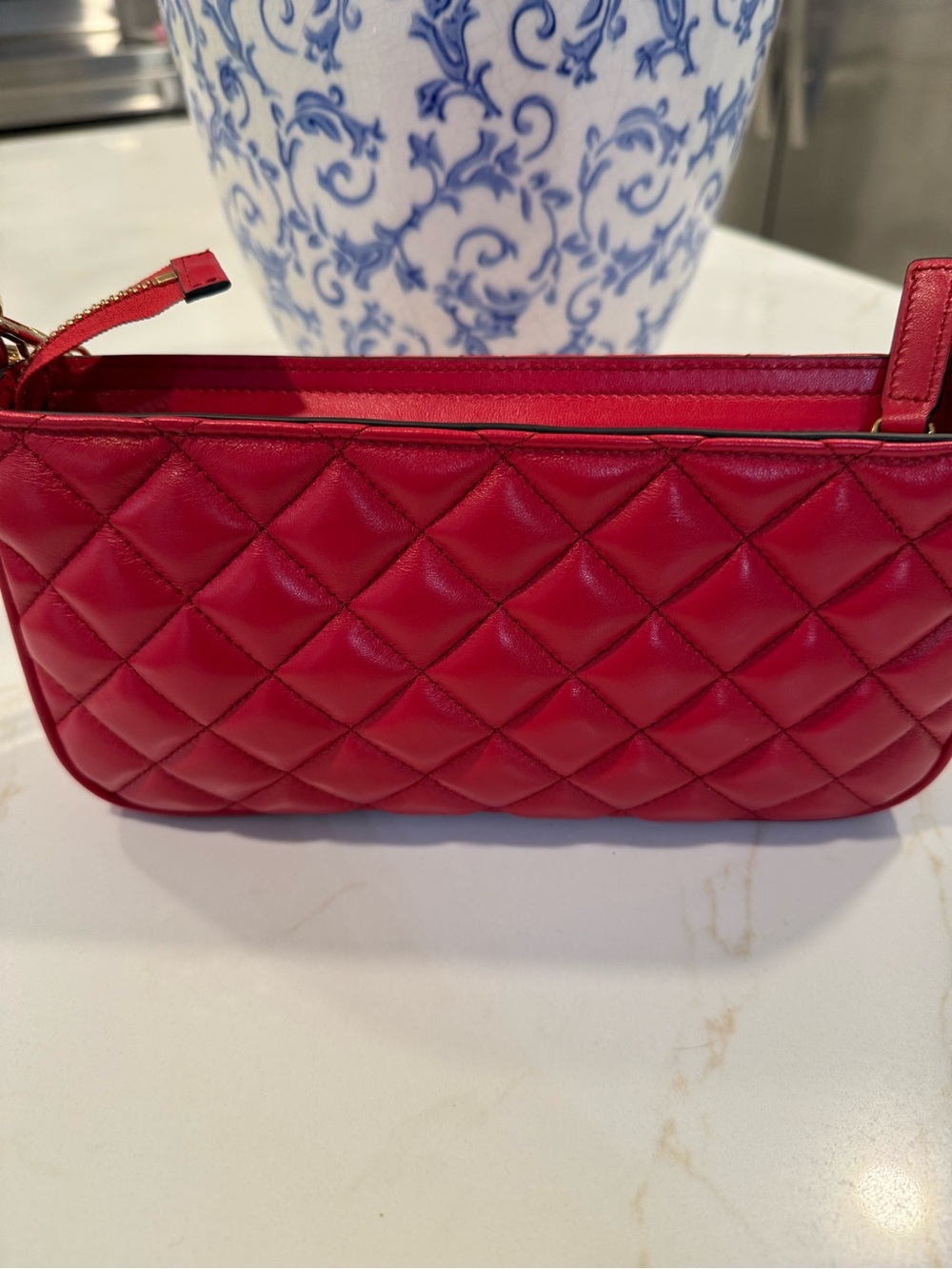 Versace Red Quilted Leather Crossbody with Gold Medallion Chain - Picture 3 of 3